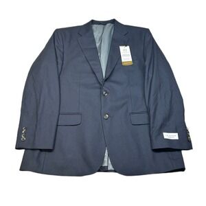 J.M. Haggar Suit Jacket Mens 44R 44 Blue Classic‎ Fit Business Career $225 NEW